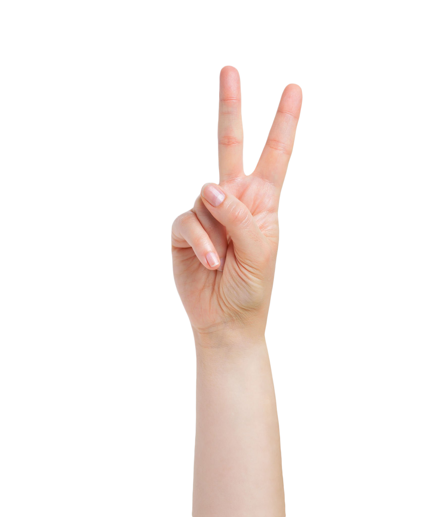 A hand making a V sign